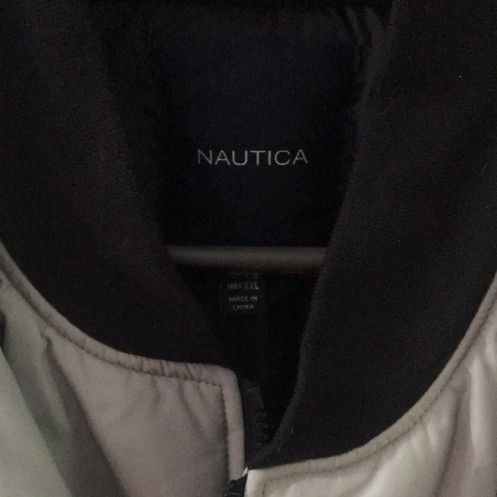 Nautica bomber style gray and black water resistant jacket NWT, pristine XL